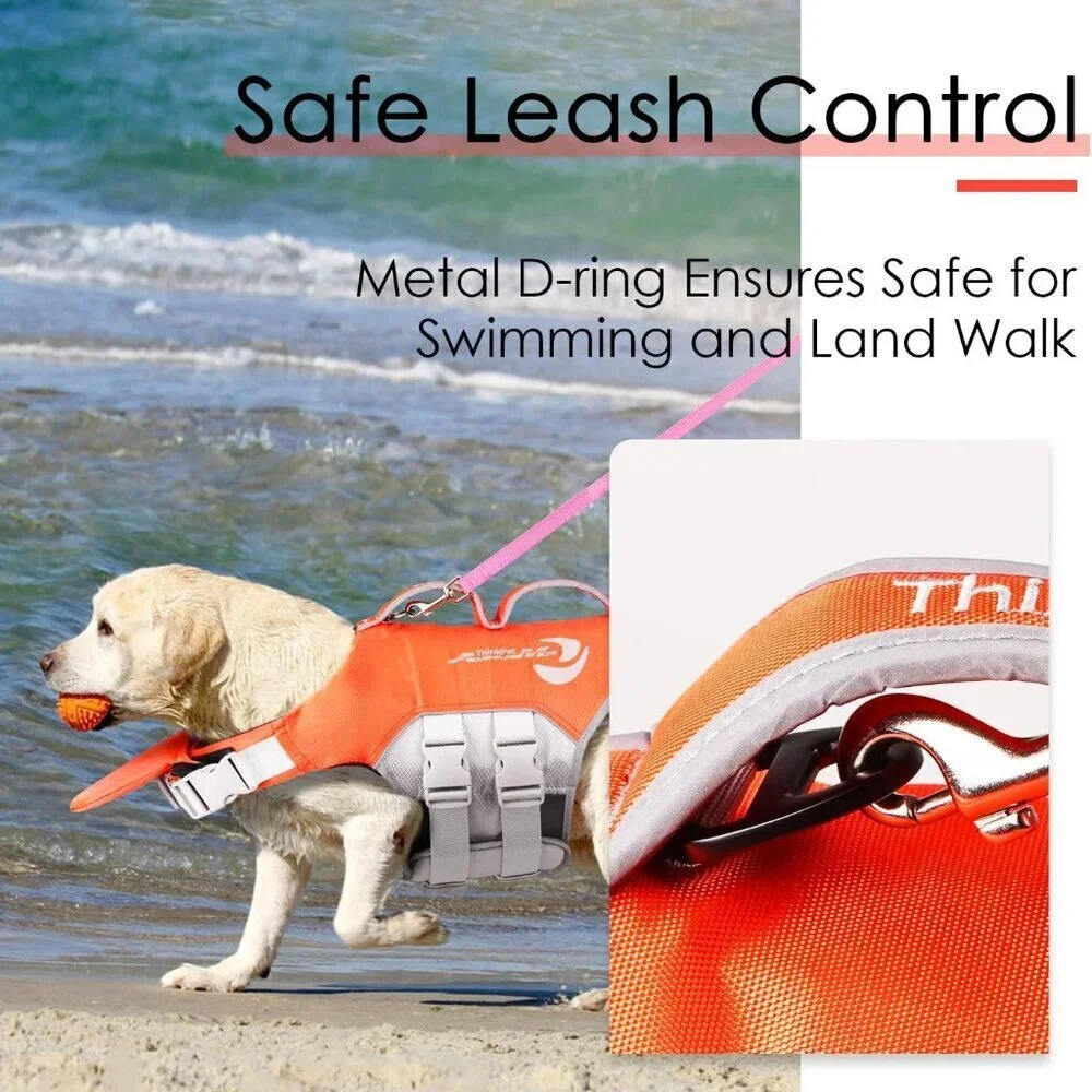 ThinkPet Dog Life Jacket, Reflective Lifesaver with Rescue Handle